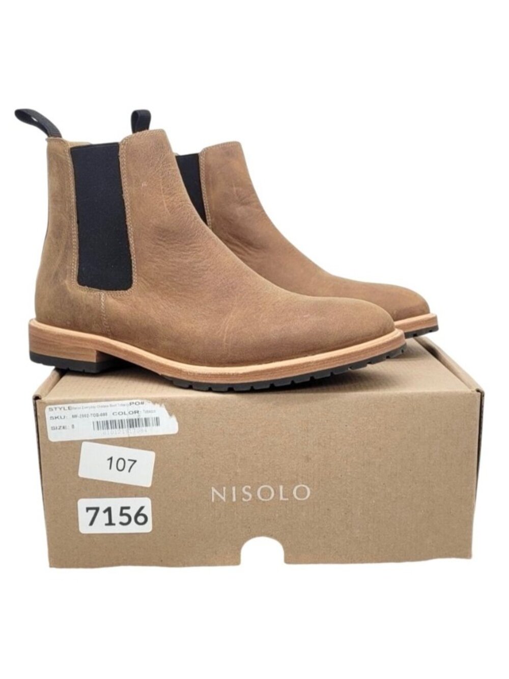 Nisolo Marco Everyday Chelsea Boot Tobacco Men’s 8 Leather Slip On Ankle Boots